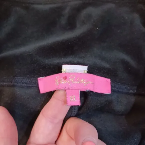 Lilly Pulitzer Myria Velour High Rise Leggings Onyx Black Size XL Athletic Soft - Picture 4 of 8